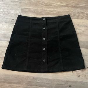Joie Corduroy Black Button Up Skirt